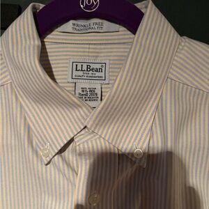 L.L. Bean Men's Classic Yellow and White Striped Dress Shirt